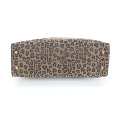 Pre-owned Fendi Brown Red Color Leather Nylon Tote Bag () In Multi