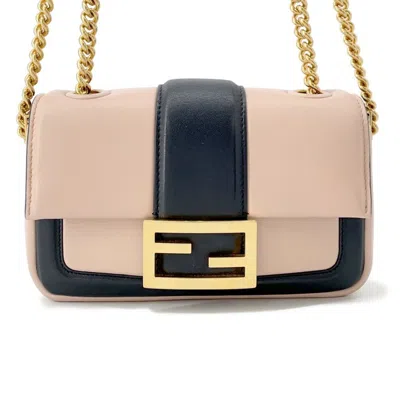 Pre-owned Fendi Pink Beige Leather Shoulder Bag ()