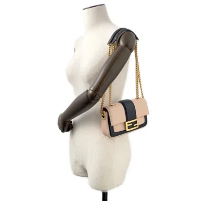 Pre-owned Fendi Pink Beige Leather Shoulder Bag ()