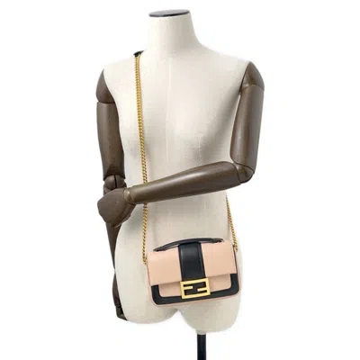 Pre-owned Fendi Pink Beige Leather Shoulder Bag ()