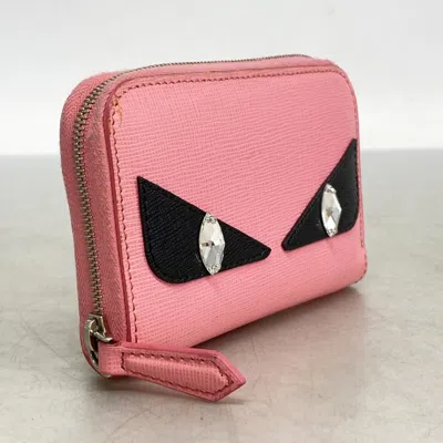 Pre-owned Fendi Pink Leather Coin Purse/coin Case ()