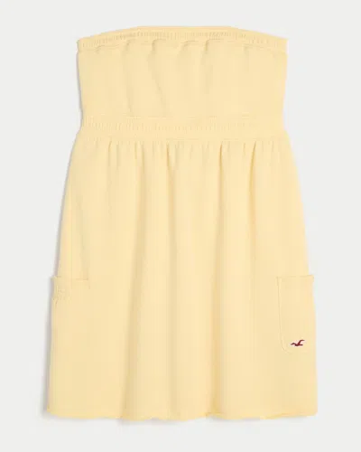 Hollister Strapless Terry Mini Dress In Yellow