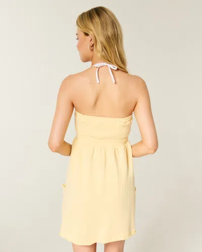 Hollister Strapless Terry Mini Dress In Yellow