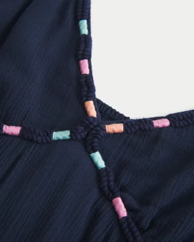 Hollister Rope Trim Babydoll Mini Dress