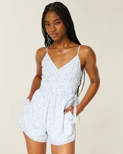 Hollister V-neck Side Tie Romper In White