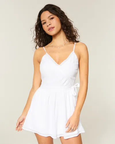 Hollister V-neck Side Tie Romper In White