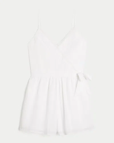 Hollister V-neck Side Tie Romper In White