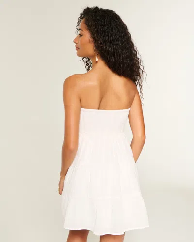 Hollister Strapless Crochet-style Bodice Babydoll Mini Dress