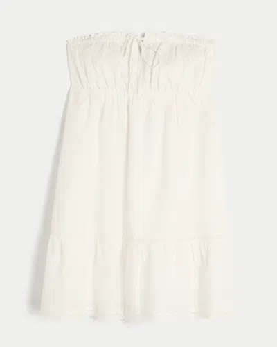 Hollister Strapless Embroidered Babydoll Dress In Multi