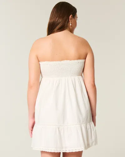 Hollister Strapless Embroidered Babydoll Dress In Multi