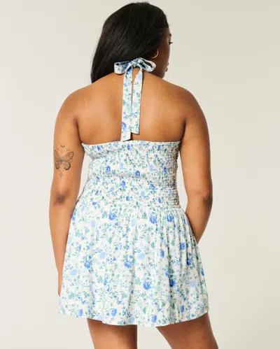 Hollister Drop Waist Halter Mini Dress In Multi
