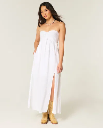 Hollister Strapless Twist Bust Maxi Dress In White