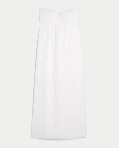 Hollister Strapless Twist Bust Maxi Dress In White