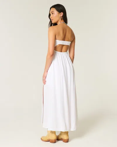 Hollister Strapless Twist Bust Maxi Dress In White