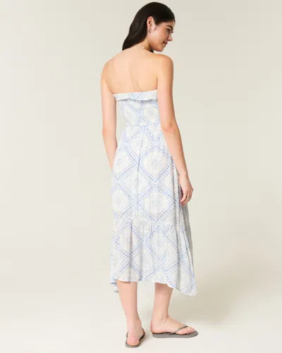 Hollister Strapless Smocked Maxi Dress In White