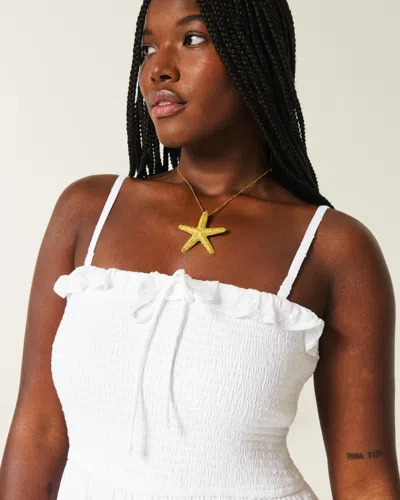 Hollister Strapless Smocked Maxi Dress In White