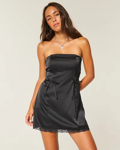 Hollister Satin Strapless Bow Bodycon Dress