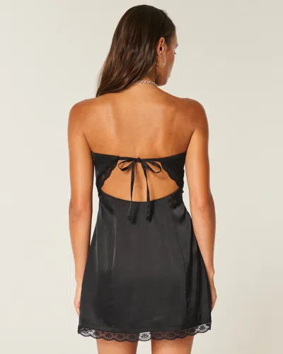 Hollister Satin Strapless Bow Bodycon Dress