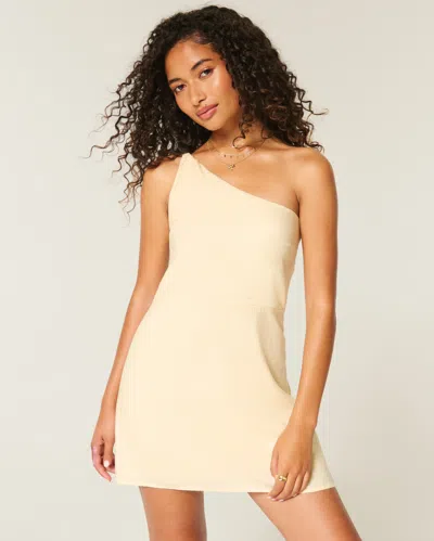 Hollister Linen-blend Asymmetrical Mini Dress In White
