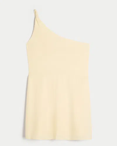 Hollister Linen-blend Asymmetrical Mini Dress In White