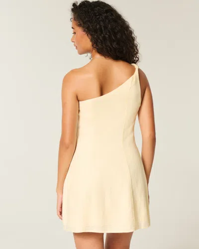 Hollister Linen-blend Asymmetrical Mini Dress In White