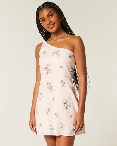 Hollister Linen-blend Asymmetrical Mini Dress In White