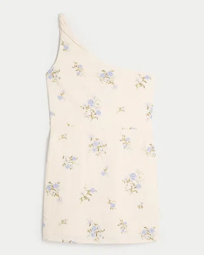 Hollister Linen-blend Asymmetrical Mini Dress In White