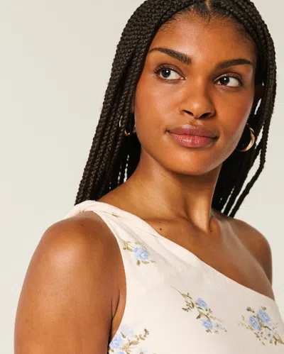 Hollister Linen-blend Asymmetrical Mini Dress In White