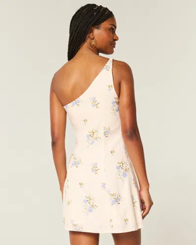 Hollister Linen-blend Asymmetrical Mini Dress In White