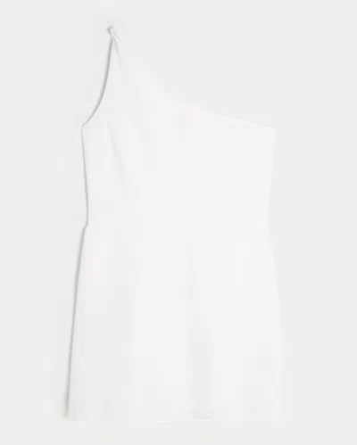 Hollister Linen-blend Asymmetrical Mini Dress In White