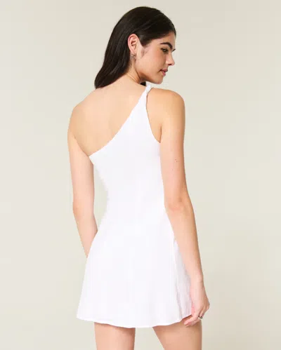 Hollister Linen-blend Asymmetrical Mini Dress In White