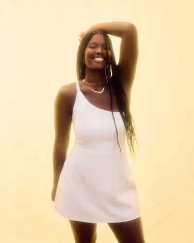 Hollister Linen-blend Asymmetrical Mini Dress In White