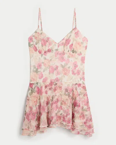 Hollister Asymmetrical Hem Mini Dress In White