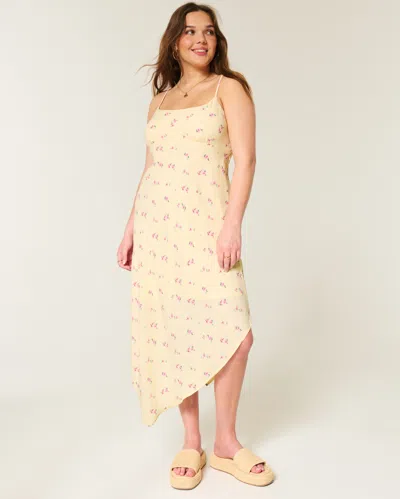 Hollister Asymmetrical Hem Midi Dress In Yellow