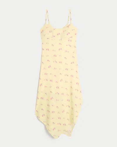 Hollister Asymmetrical Hem Midi Dress In Yellow