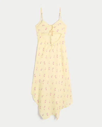 Hollister Asymmetrical Hem Midi Dress In Yellow