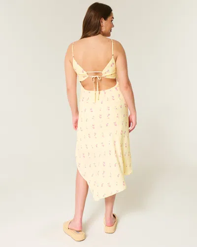 Hollister Asymmetrical Hem Midi Dress In Yellow