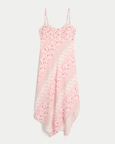 Hollister Asymmetrical Hem Midi Dress In Pink