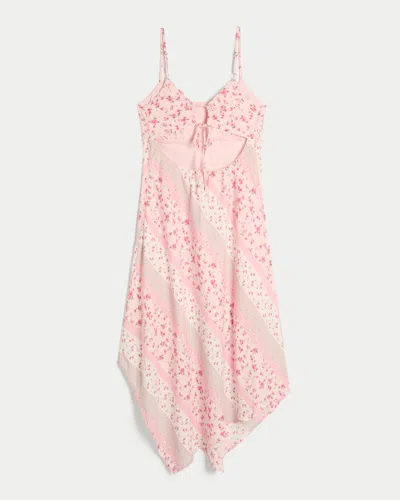 Hollister Asymmetrical Hem Midi Dress In Pink