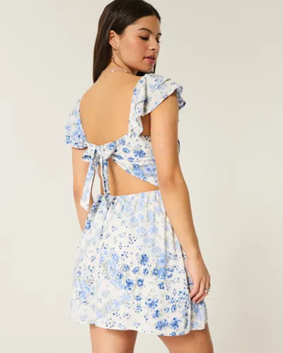 Hollister Flutter Sleeve V-waist Mini Dress In Multi