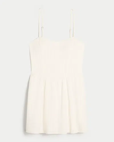 Hollister Open-back Crosshatch Skort Dress In White