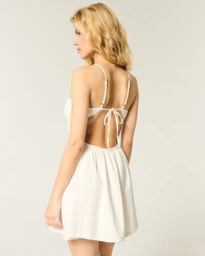 Hollister Open-back Crosshatch Skort Dress In White