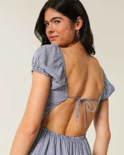 Hollister Short-sleeve Open-back Maxi Dress In Gray