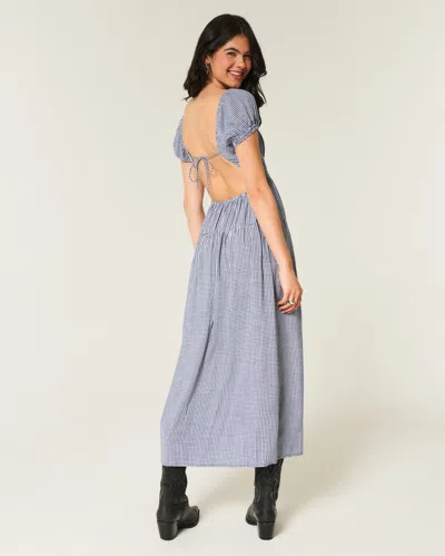 Hollister Short-sleeve Open-back Maxi Dress In Gray