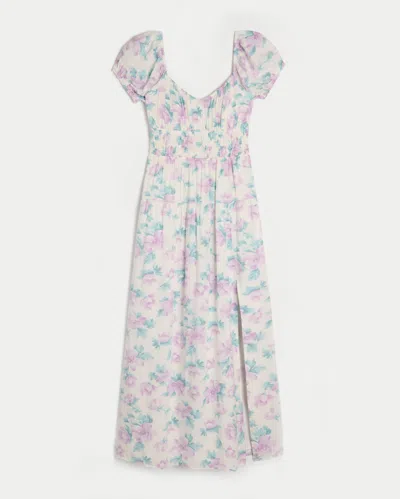 Hollister Short-sleeve Open-back Maxi Dress In Multi