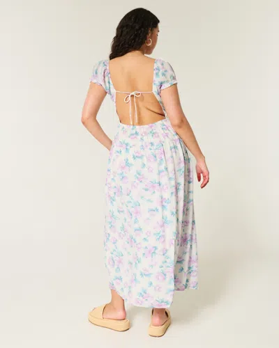 Hollister Short-sleeve Open-back Maxi Dress In Multi