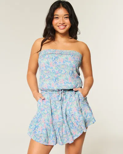 Hollister Strapless Drawstring Blouson Mini Dress
