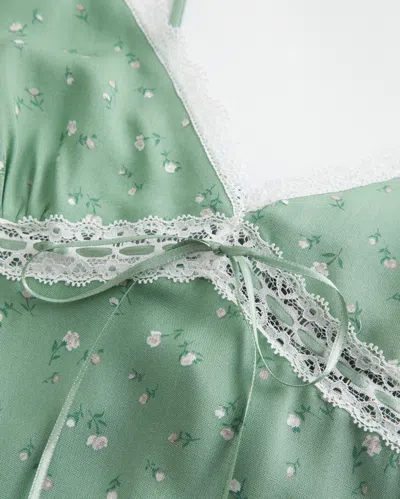 Hollister Lace Detail Slip Mini Dress In Green