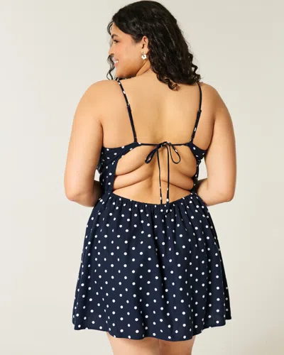 Hollister Open-back Linen-blend Mini Dress