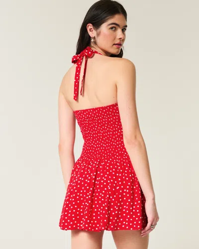 Hollister Drop-waist Halter Mini Dress In Red